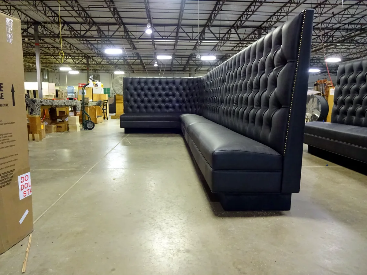 Sims booth frame and seat-deck construction on the shop floor